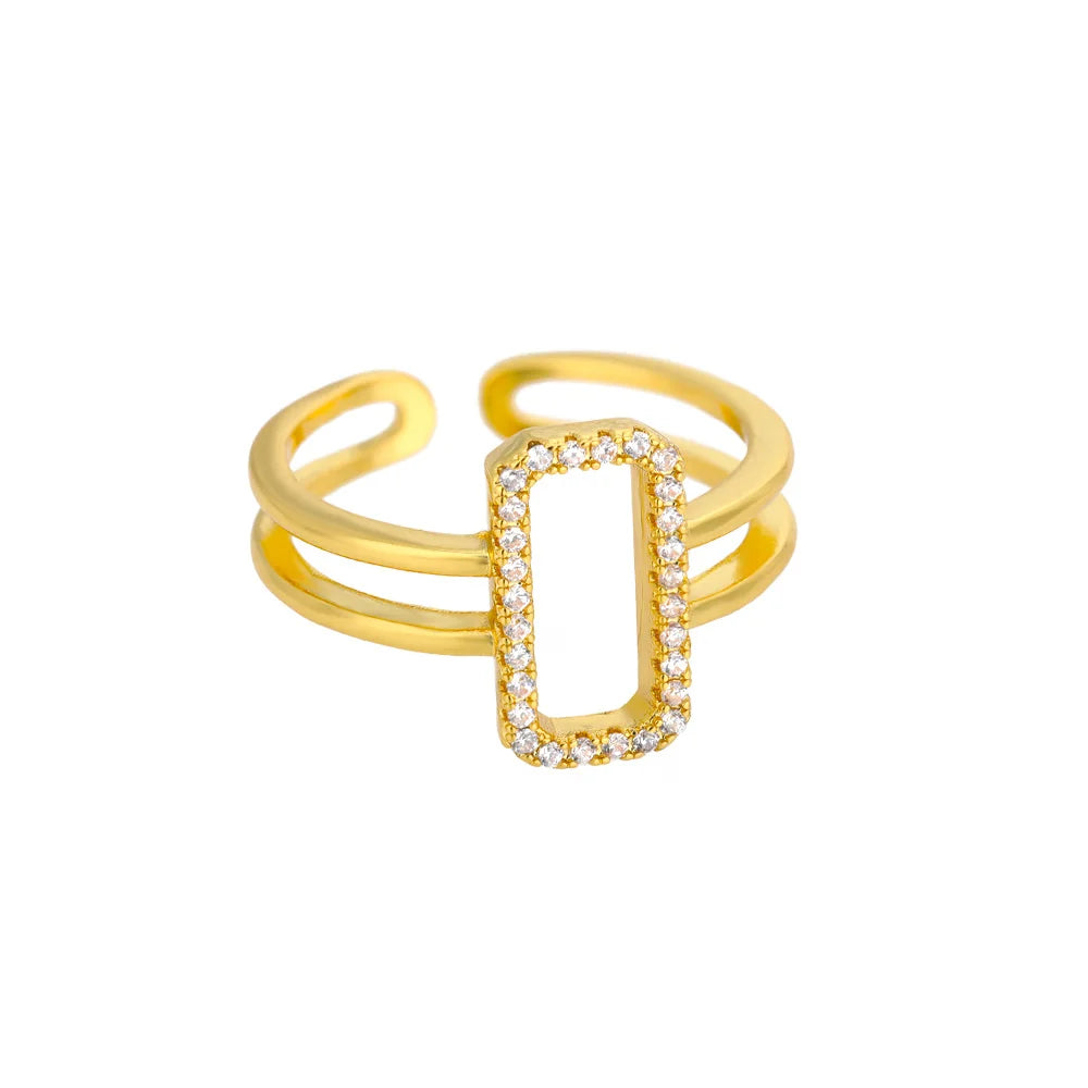Classic Twist Zircon Stainless Steel Open Ring