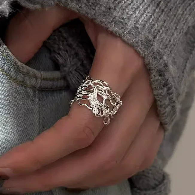 Sam Panda 925 Silver Adjustable Chain Ring