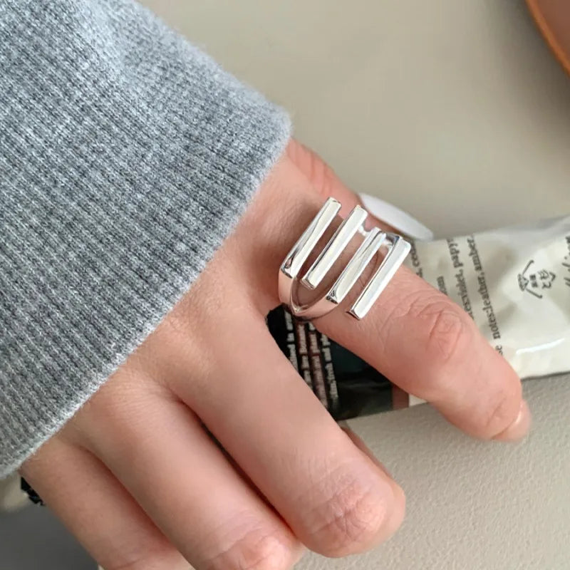 VENTFILLE 925 Silver Geometric Ring for Women