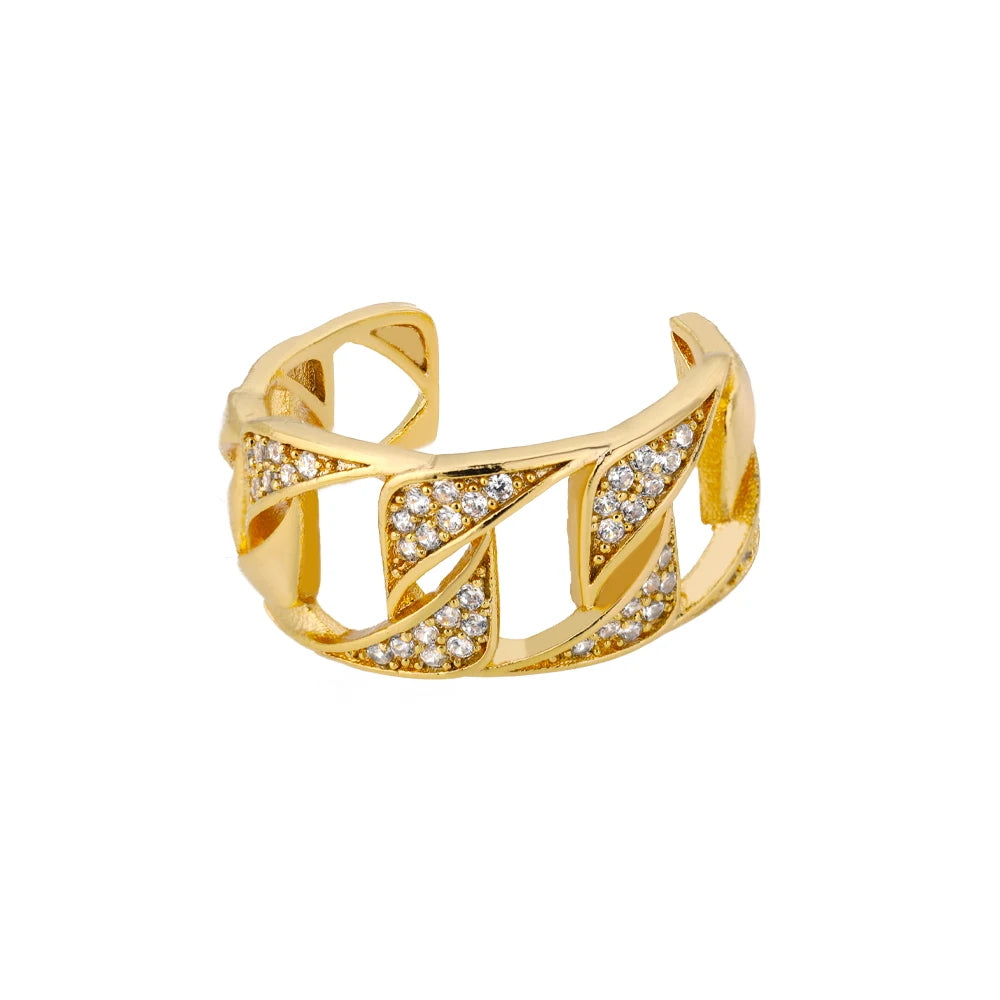 Classic Twist Zircon Stainless Steel Open Ring