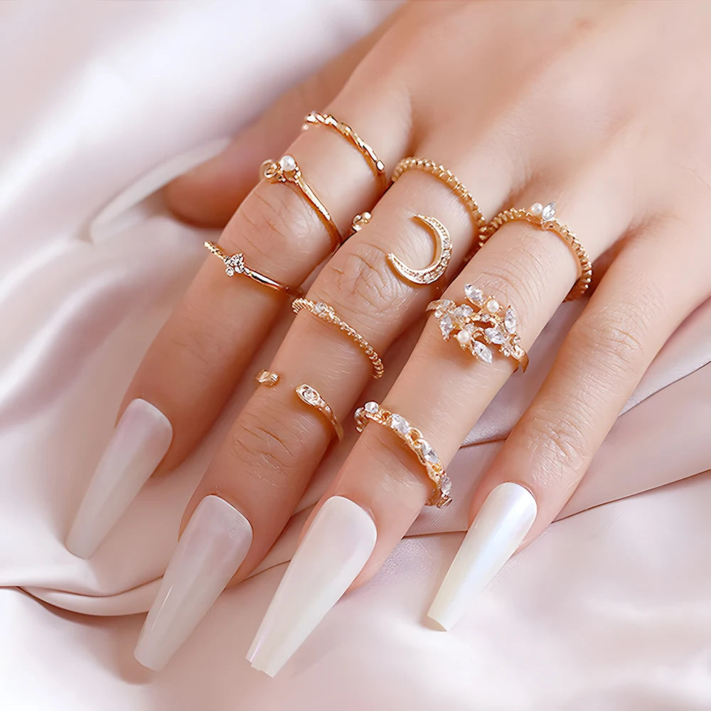 10pcs Boho Gold Ring Set for Women
