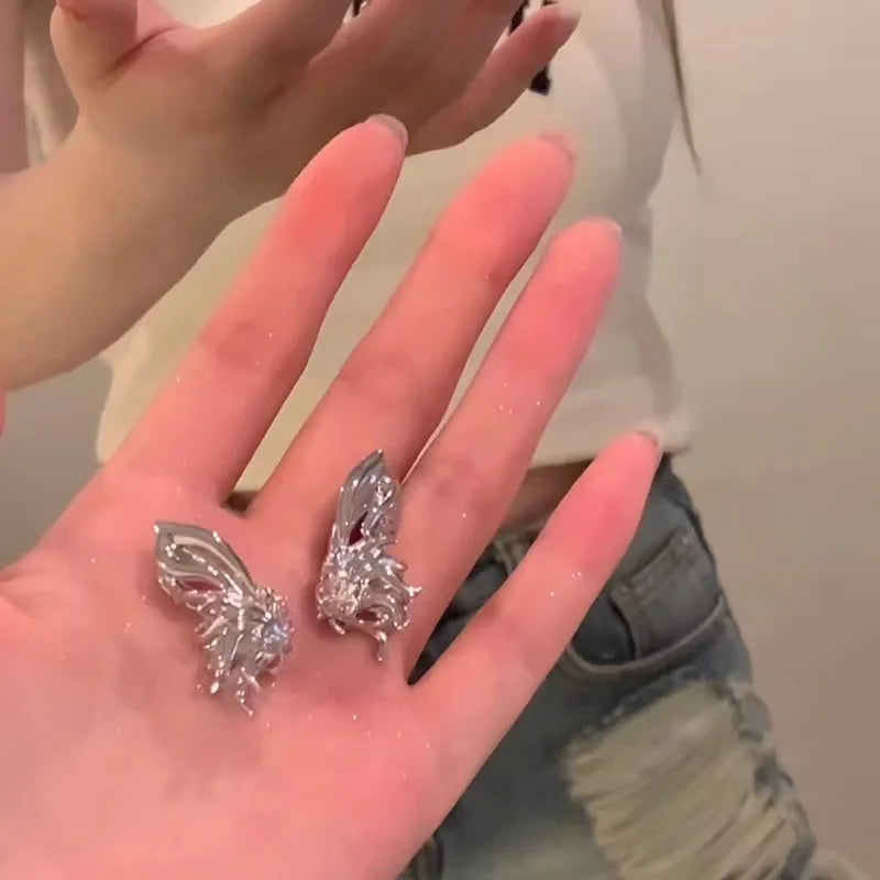 Y2K Silver Liquid Earrings – Punk Geometric Hip-Hop Jewelry for Women
