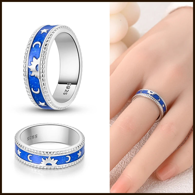 925 Silver Star Moon Colorful Zircon Ring

Product Description: