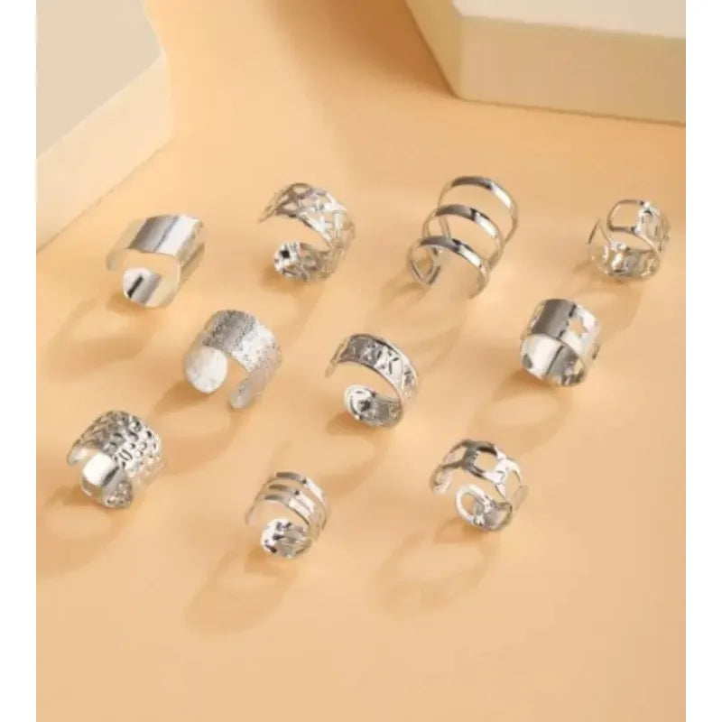 Hollow Leaf Clip-On Earrings – 5/15PCS Punk Zinc Alloy Jewelry for Women