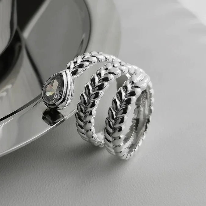 VENTFILLE 925 Silver Geometric Ring for Women