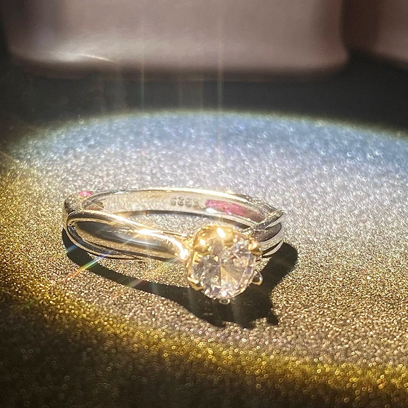 18K Gold Moissanite Ring Gemstone Wedding Jewelry