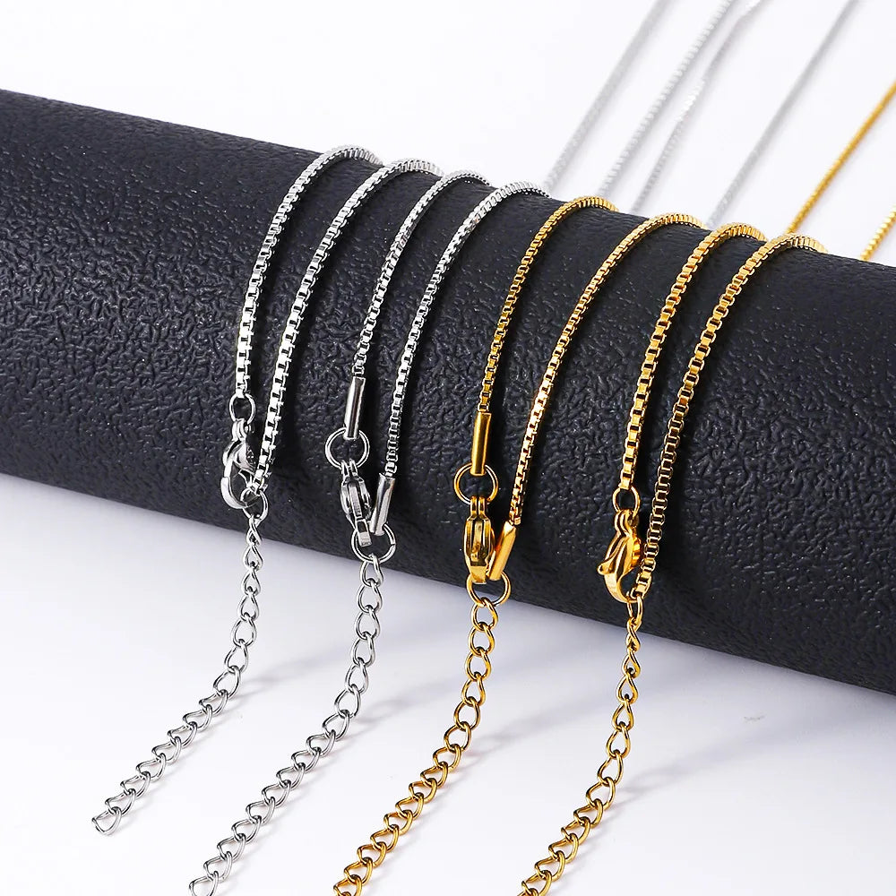Minimalist 1.2mm Gold Stainless Steel Box Chain Necklace – Unisex Titanium Steel Fashion Jewelry