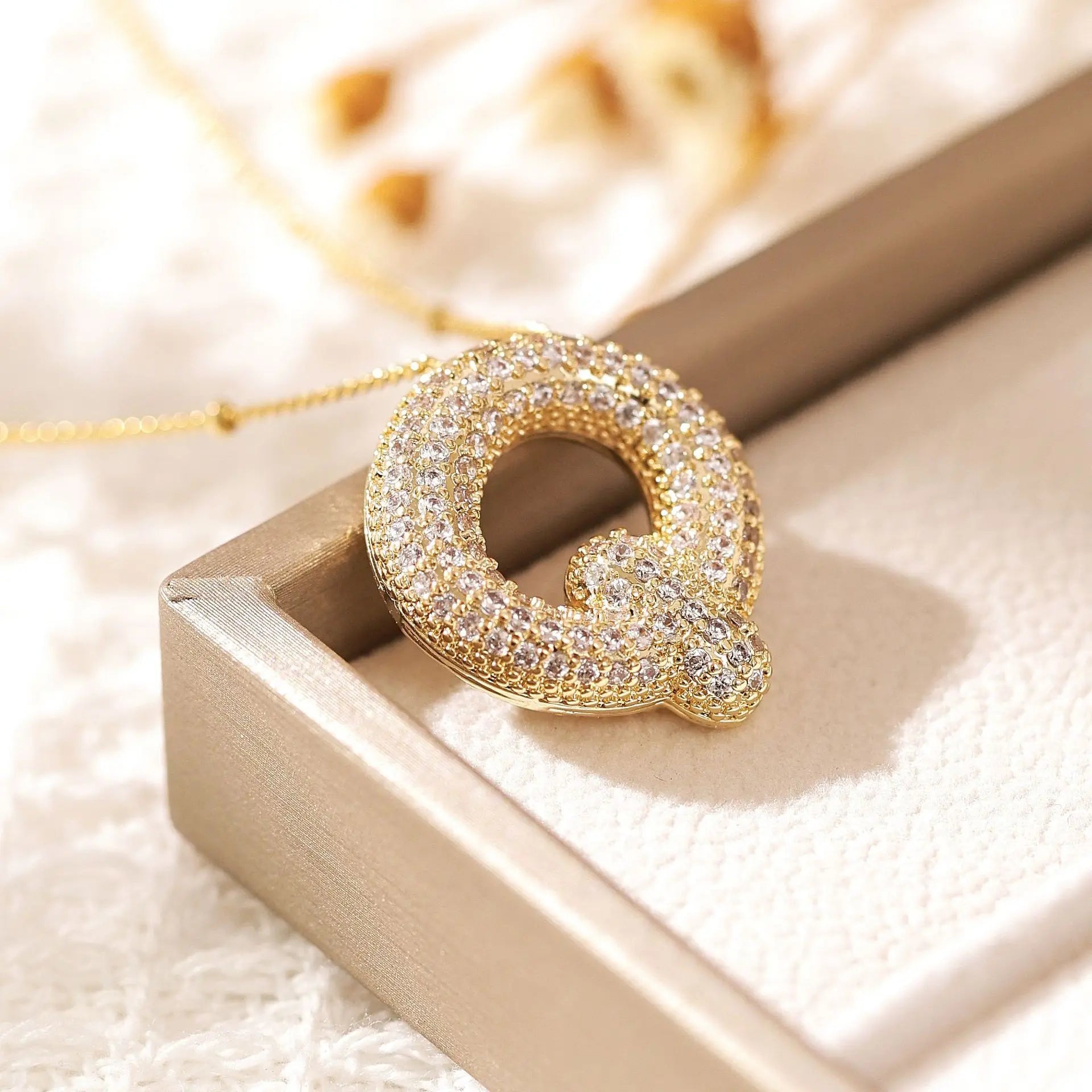 ZAKOL Gold Plated Cubic Zirconia Alphabet Necklace – Monogram Initial Jewelry for Women & Girls
