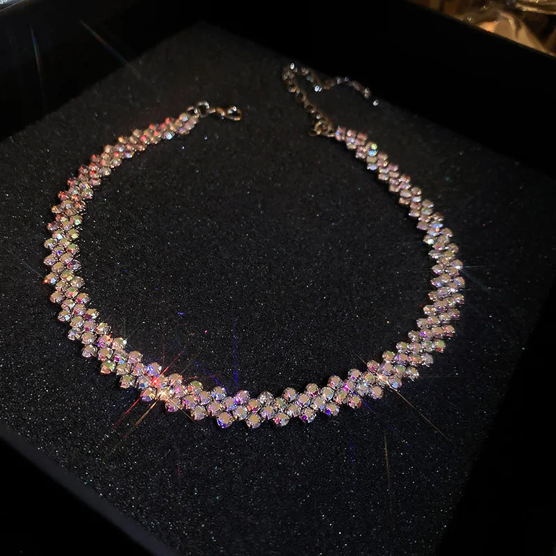 Shiny Rhinestone Choker Necklace for Women
