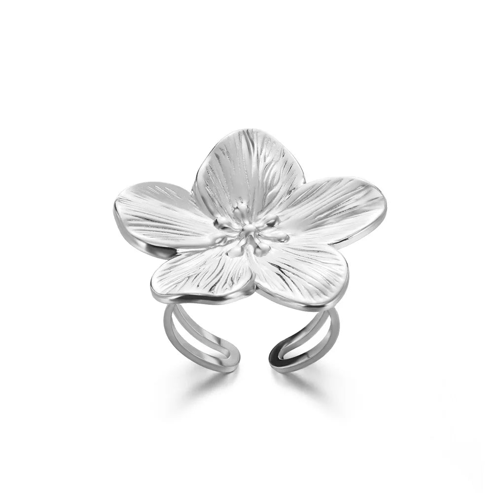 Elegant Gold Bloom Flower Open Ring