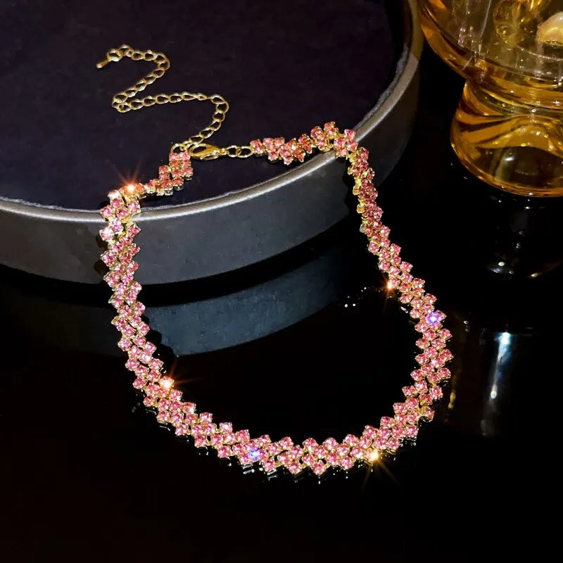 Shiny Rhinestone Choker Necklace for Women