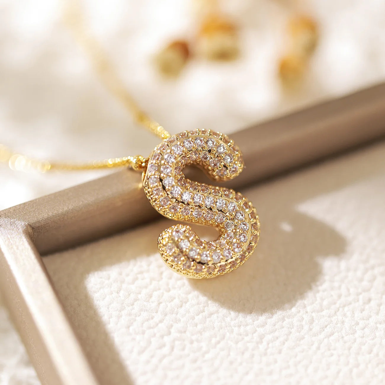 ZAKOL Gold Plated Cubic Zirconia Alphabet Necklace – Monogram Initial Jewelry for Women & Girls