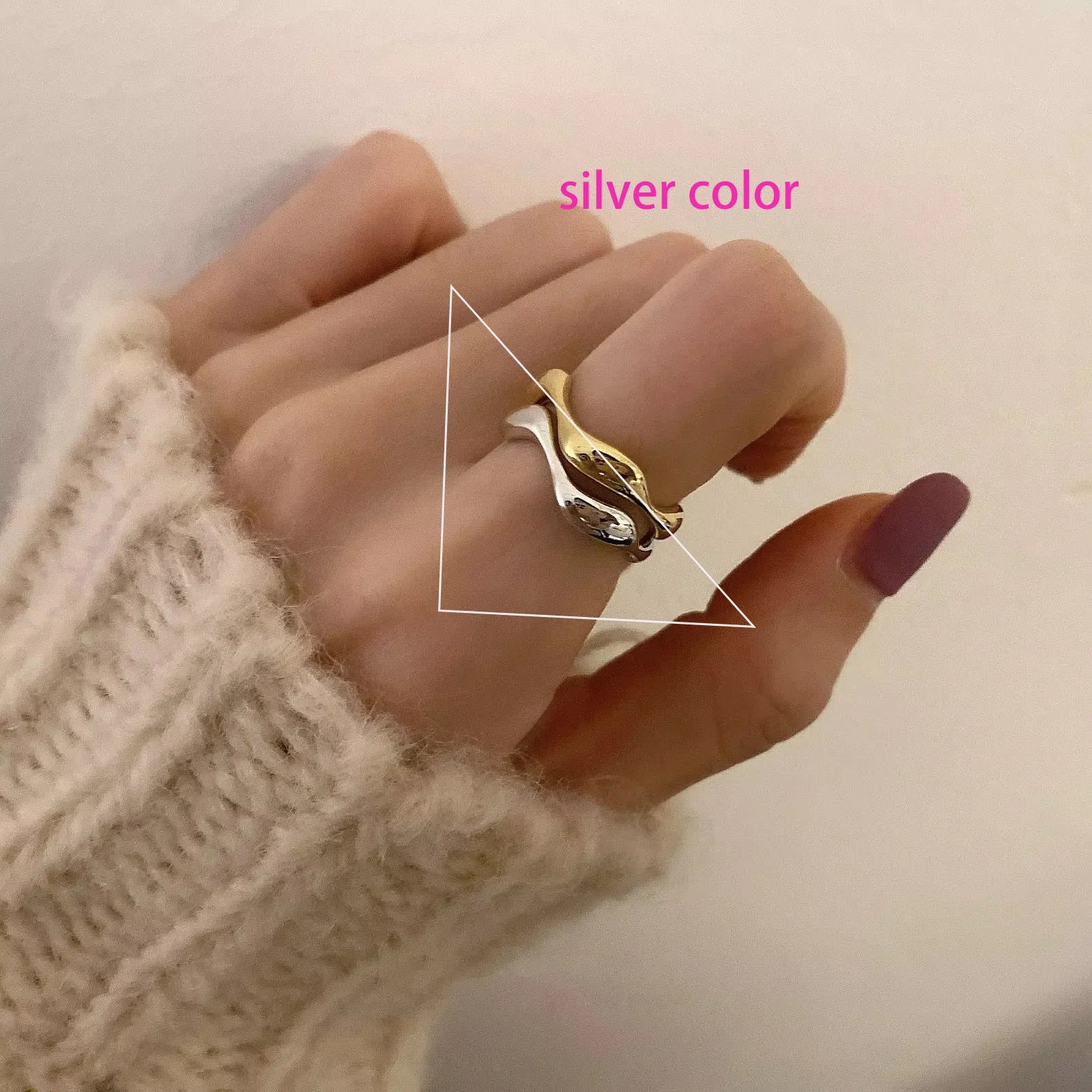 VENTFILLE 925 Silver Geometric Ring for Women