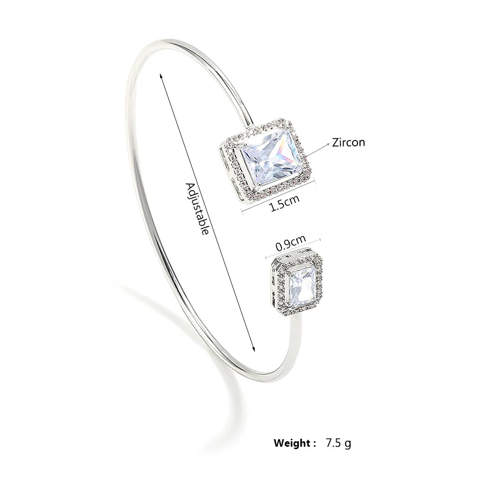 Luxury Geometric Gold Cuff Bangle – CZ Bracelet for Women