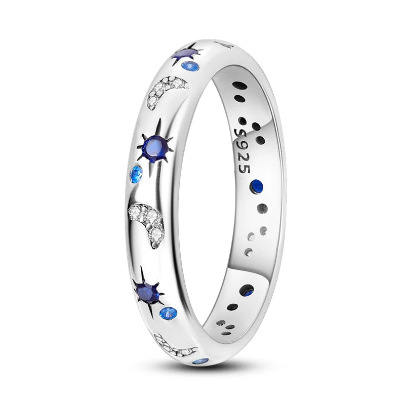 925 Silver Star Moon Colorful Zircon Ring

Product Description: