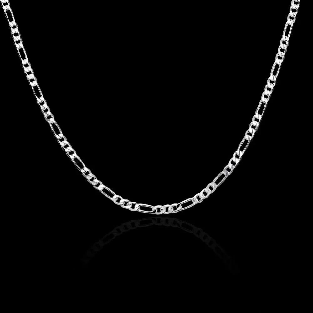925 Silver Figaro Chain Necklace Unisex 4mm