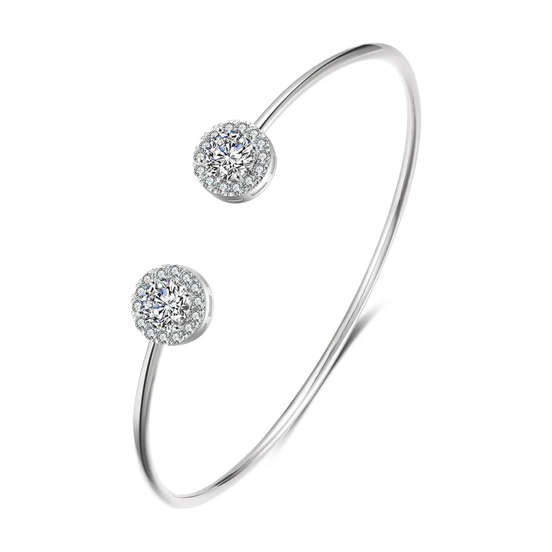 Luxury Geometric Gold Cuff Bangle – CZ Bracelet for Women