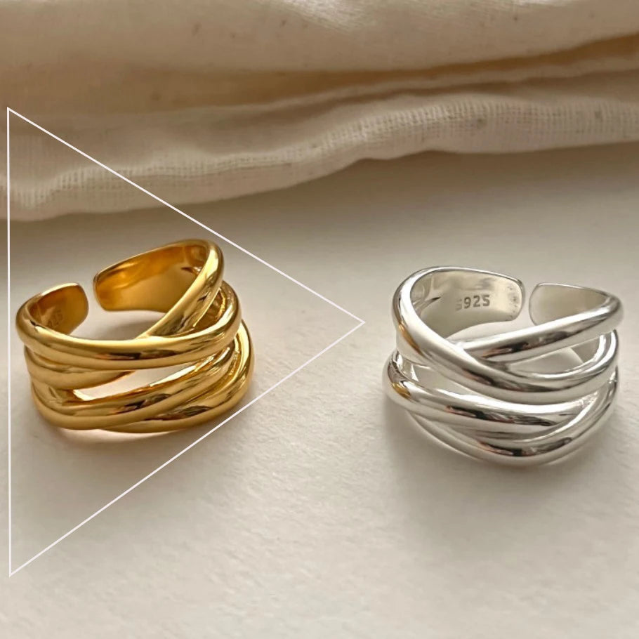 VENTFILLE 925 Silver Geometric Ring for Women