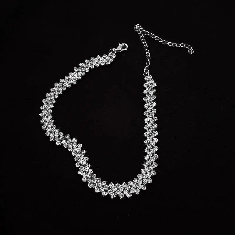 Shiny Rhinestone Choker Necklace for Women