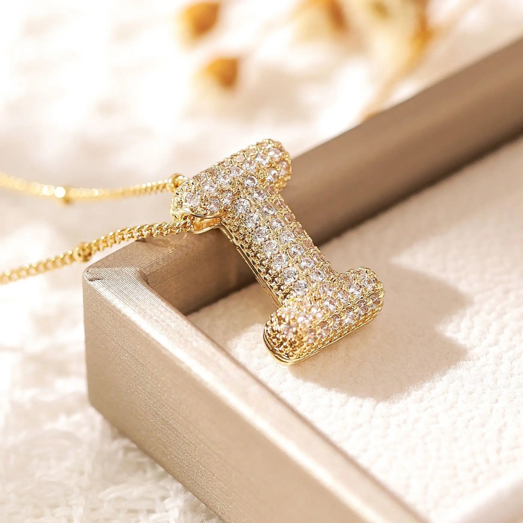 ZAKOL Gold Plated Cubic Zirconia Alphabet Necklace – Monogram Initial Jewelry for Women & Girls