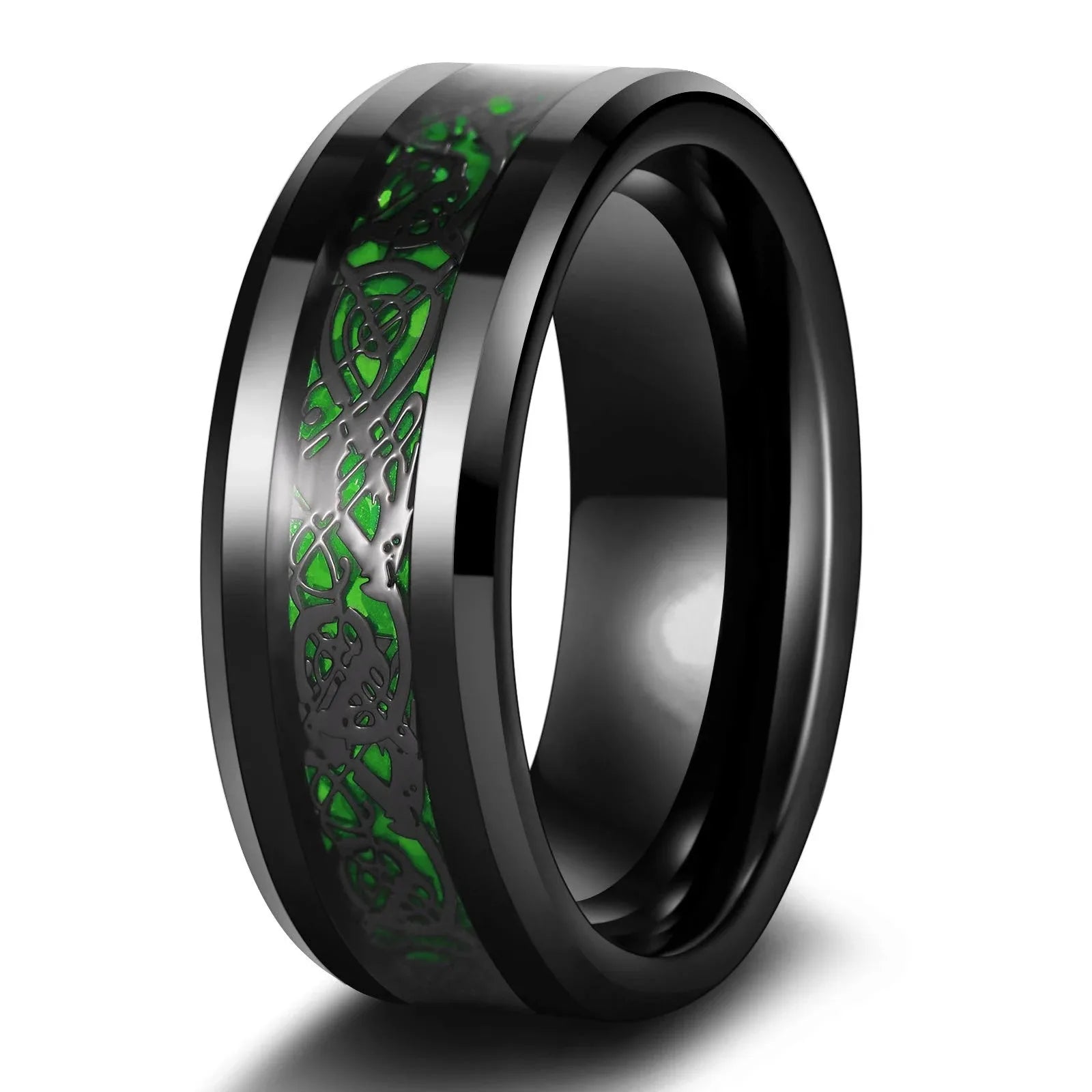 Couple Rings Red Rhinestone Celtic Dragon Stainless