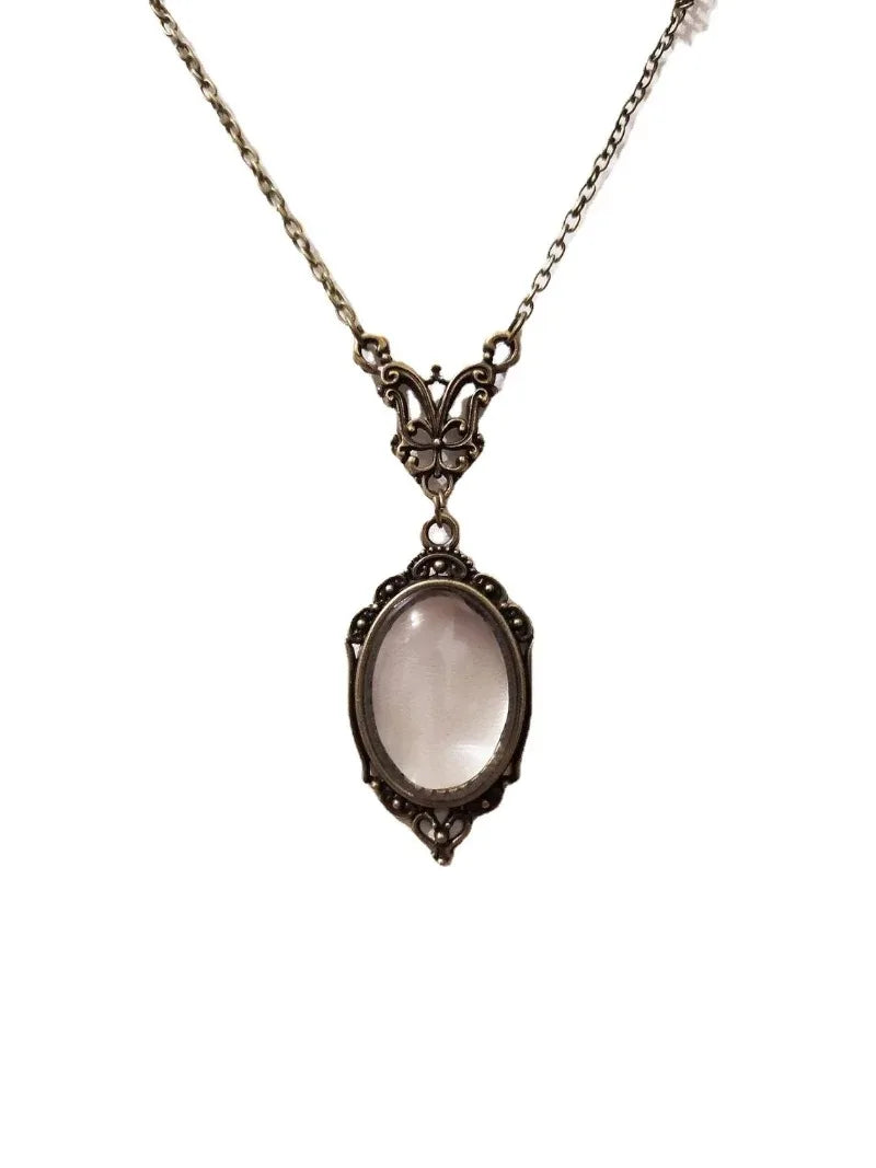 Gothic Vintage Magnifying Glass Pendant Necklace – Steampunk Victorian Jewelry for Women
