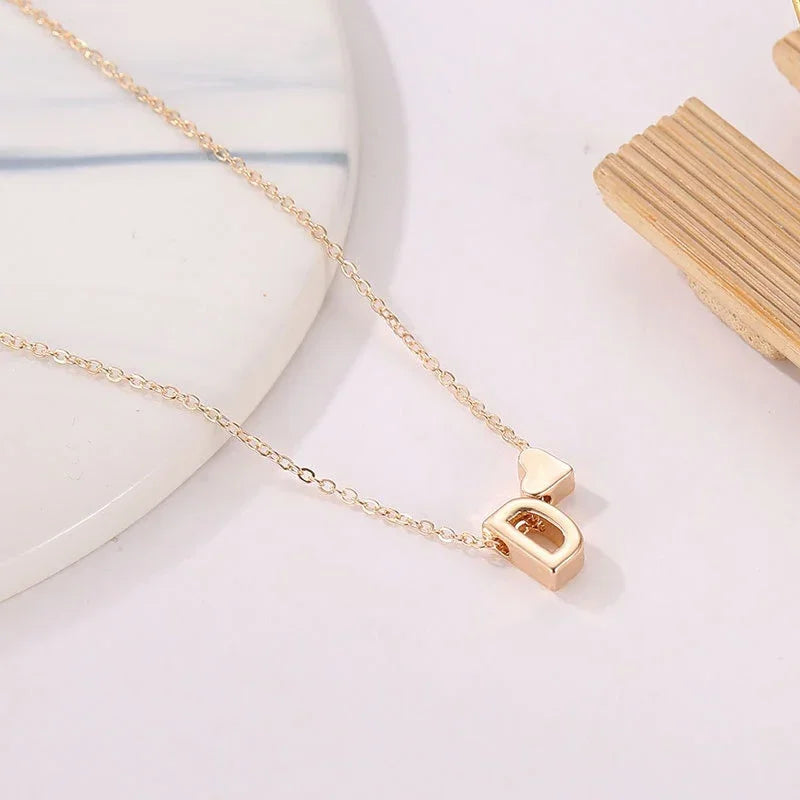 SUMENG Tiny Heart Initial Necklace – Gold & Silver Choker Jewelry for Women