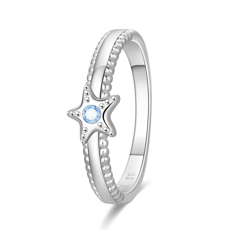 925 Silver Star Moon Colorful Zircon Ring

Product Description: