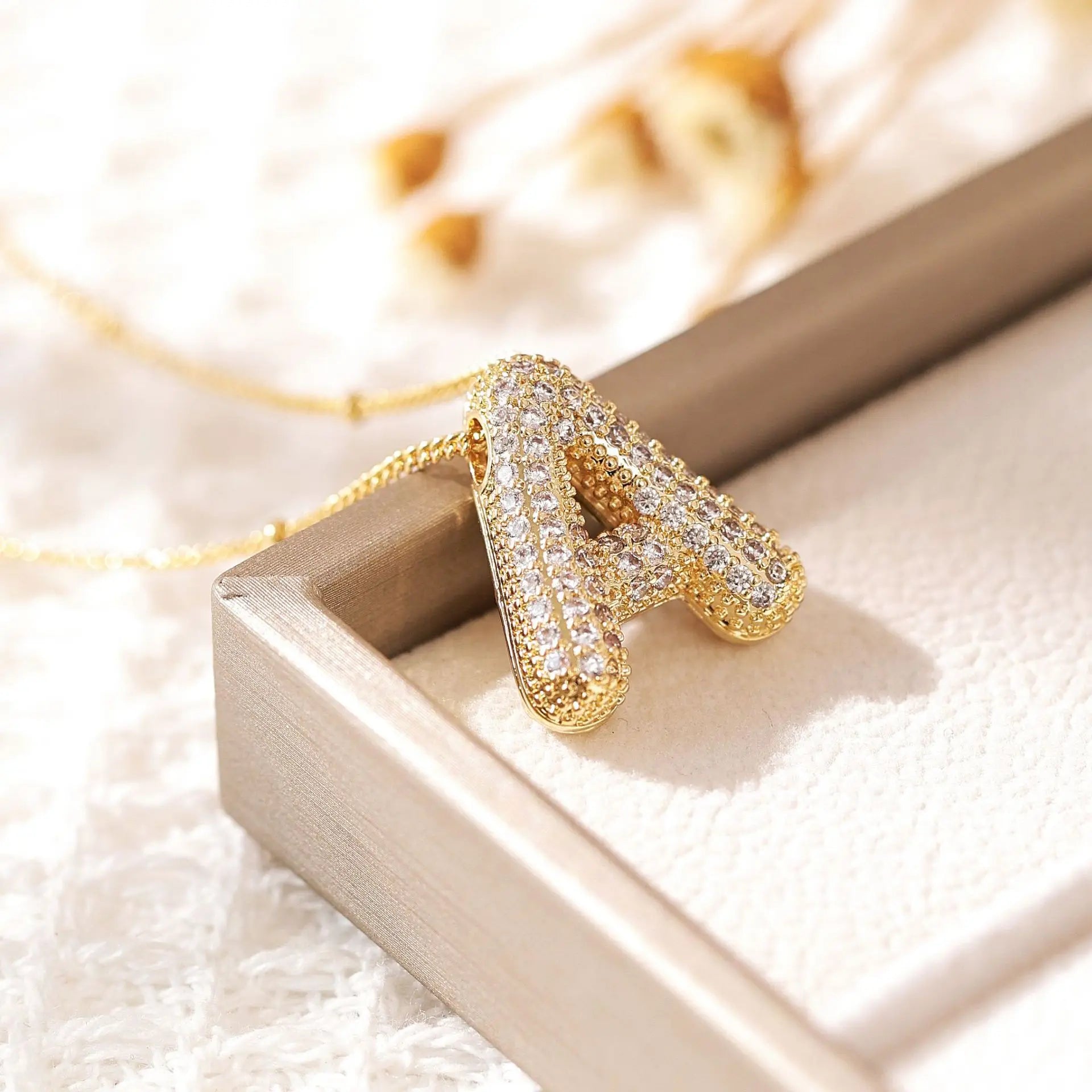 ZAKOL Gold Plated Cubic Zirconia Alphabet Necklace – Monogram Initial Jewelry for Women & Girls