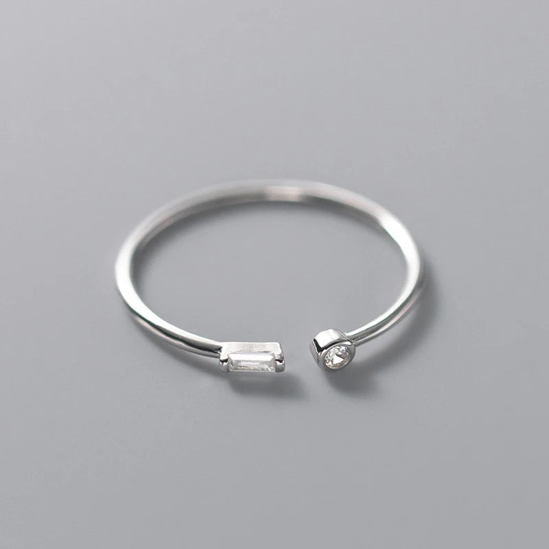 Modian 925 Silver CZ Adjustable Gold Ring