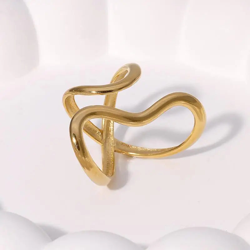 18K Gold Plated Stainless Steel Open Ring – Trendy Women’s Jewelry